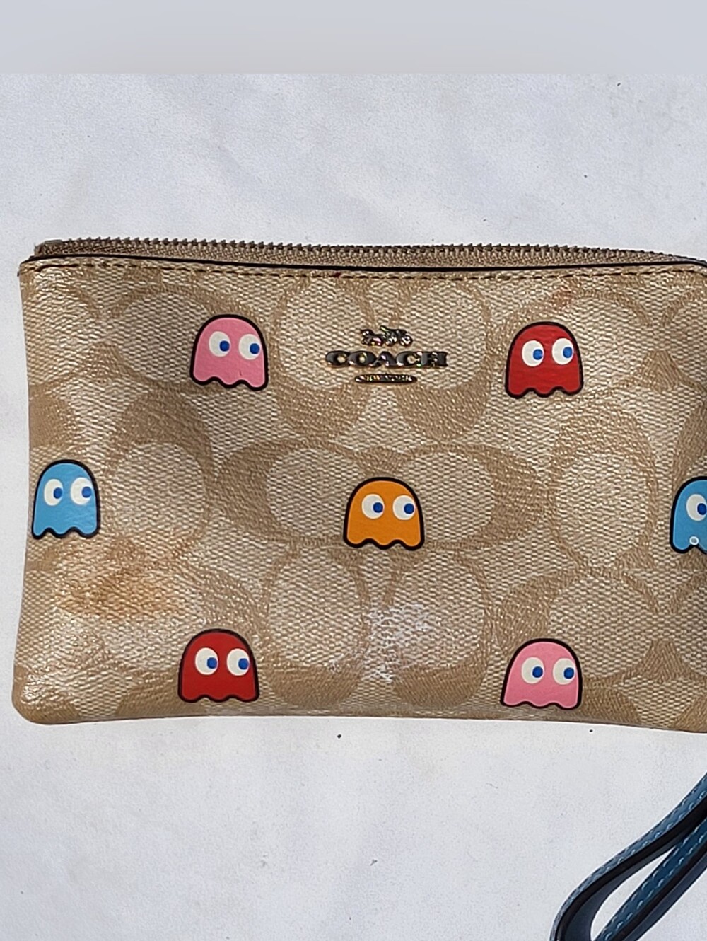 Coach Pacman Brown Small Wristlet Wallet F73387